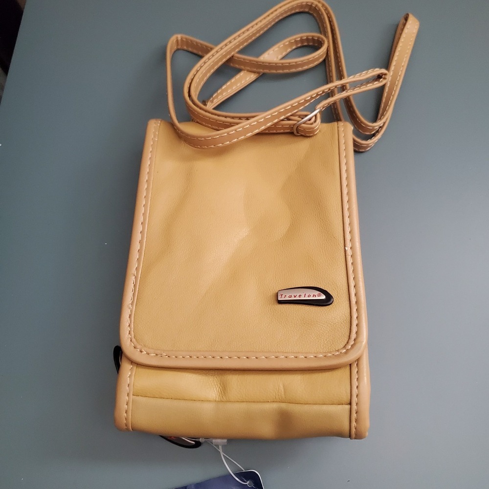 Vintage Travelon Travel Easier Tan Nylon Multi Slot Crossbody Purse - BRAND NEW